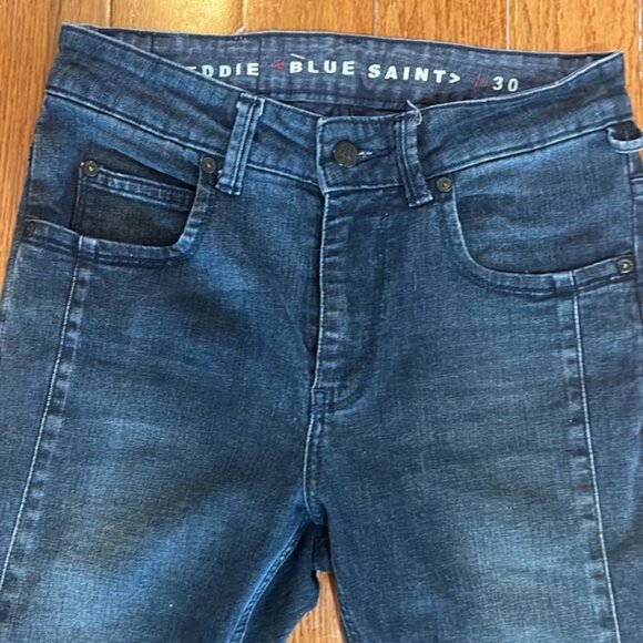 BLUE SAINT MOTORCYCLE JEANS PADDED KNEES dark blue in size 30 high waisted - Picture 3 of 5